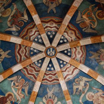 The frescos in the ceiling inside the ossuary