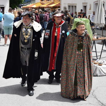 People in costumes at the Medieval Festival in Mauterndorf
