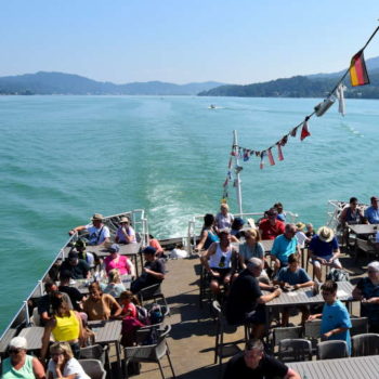 The view from the deck on the cruise boat on Lake Wörthersee